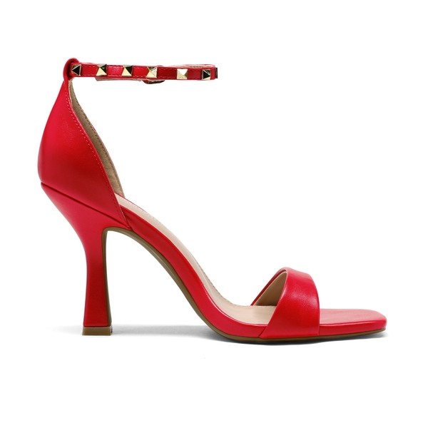 Women's Open Square Toe Stiletto Pump Sandals - RED PU - 3